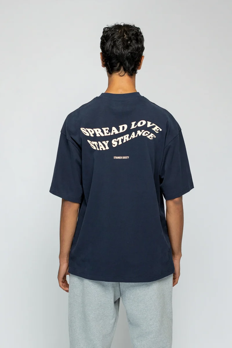STRANGER SOCIETY T-SHIRT WAVE T-SHIRT D-BLAUW