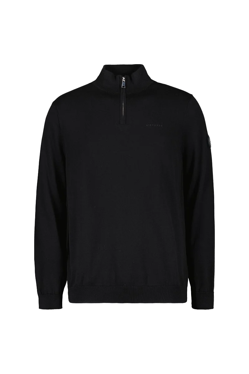 AIRFORCE TRUI KNITWEAR QUARTER ZIP ZWART