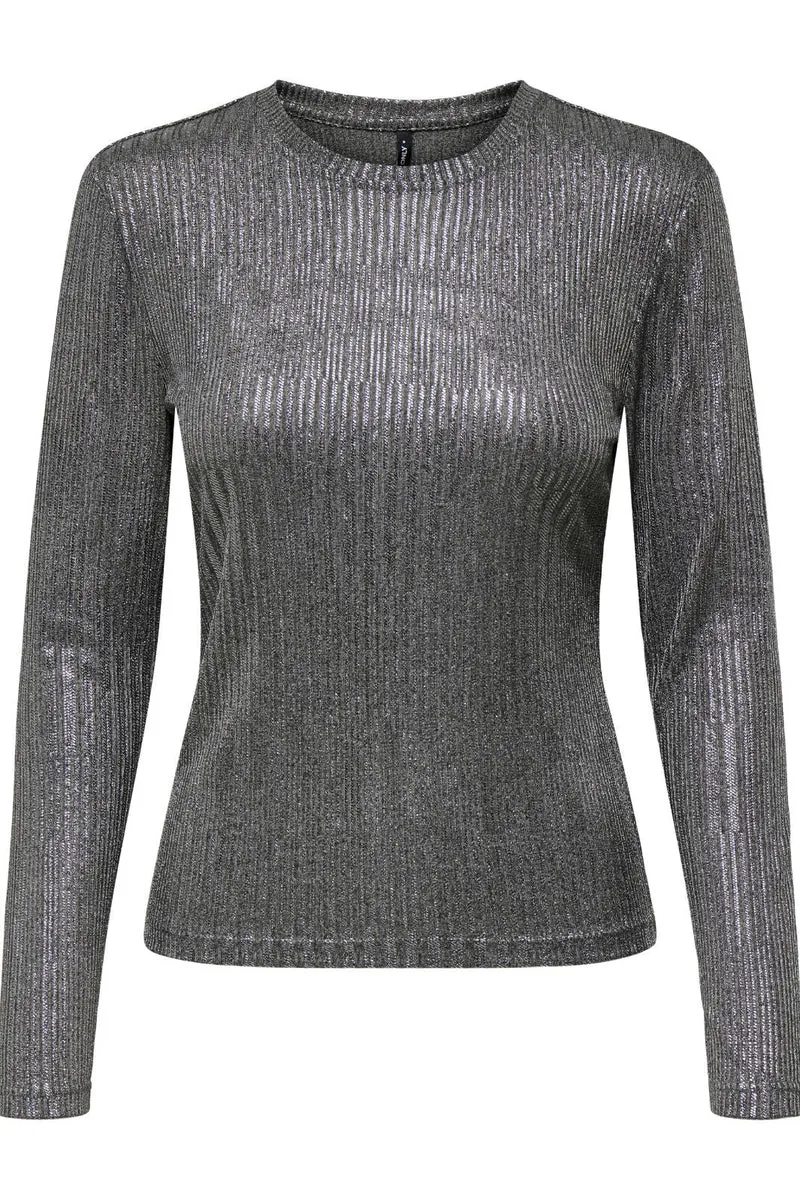 Only - Onlmirinda L/S O-Neck Top - 4674196 Dark Grey Melange Gun Metallic