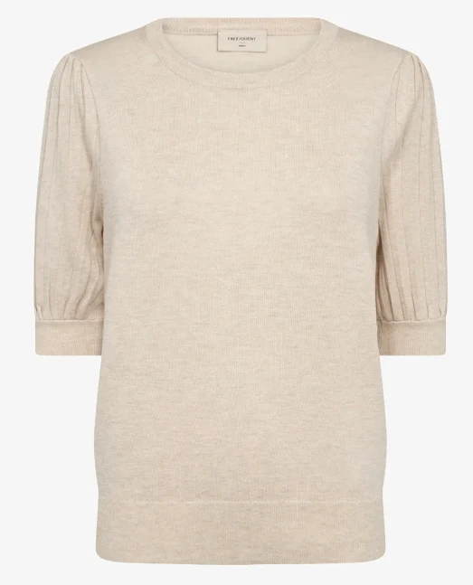 Freequent Pullover JOEL Puff Sleeve Moonbeam Melange