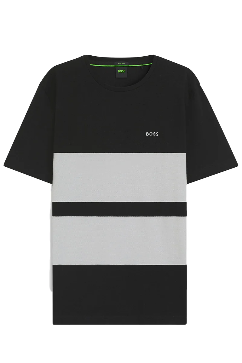 HUGO BOSS T-SHIRT TEE STRIPE ZONE ZWART