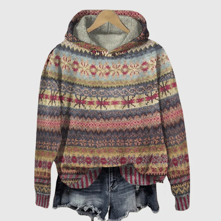 Trui Dames met Modern Jacquardpatroon en Praktische Capuchon