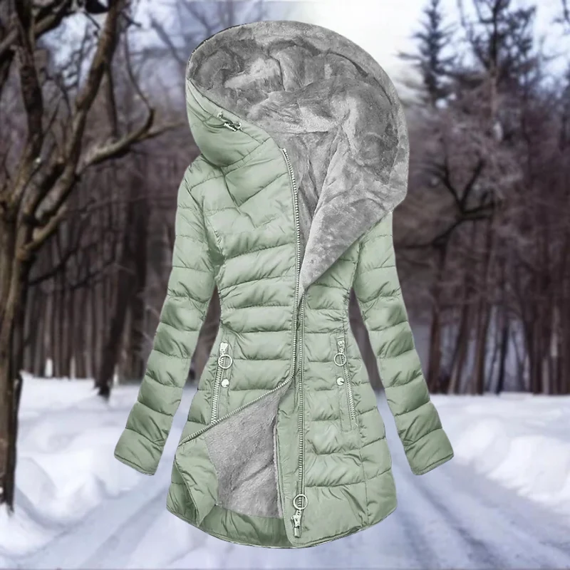 Winterjas Dames Gewatteerd met Pluche Capuchon en Praktische Vulling