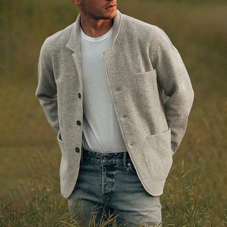 Cardigan Heren met Knoopsluiting Zakken en Zacht Gebreid Materiaal