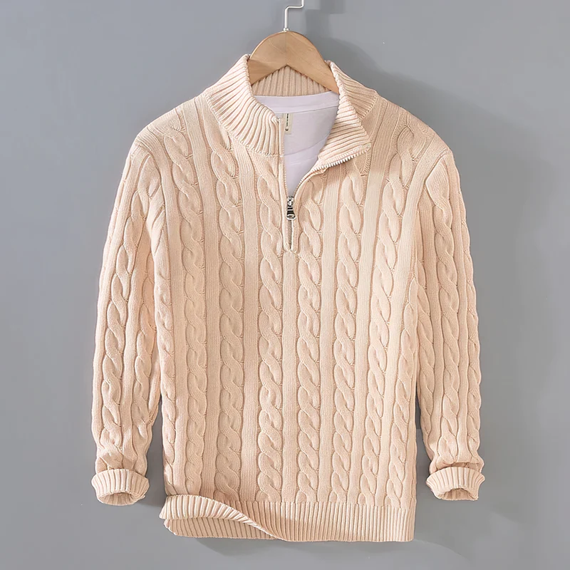Trui met Rits Heren met Warme Breipatronen en Praktische Warmte