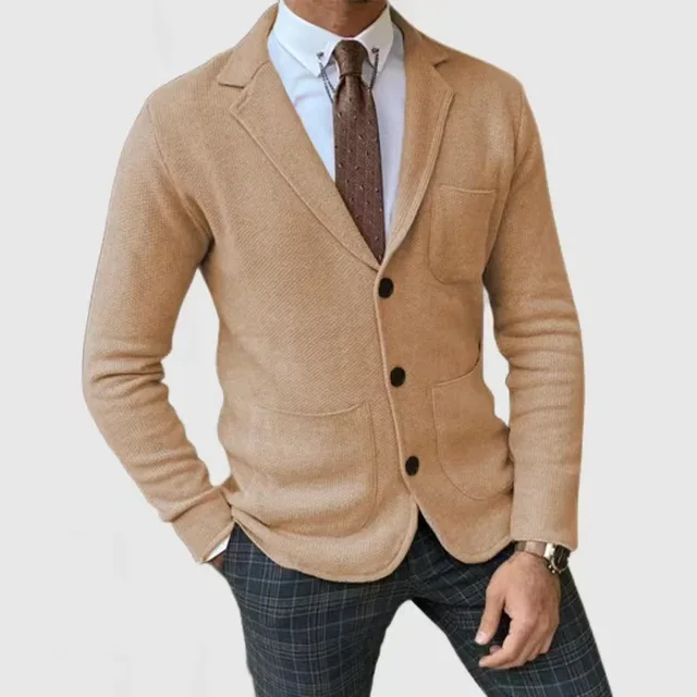Cardigan Heren Gebreid met Ademende Stoffen en Elegante Uitstraling