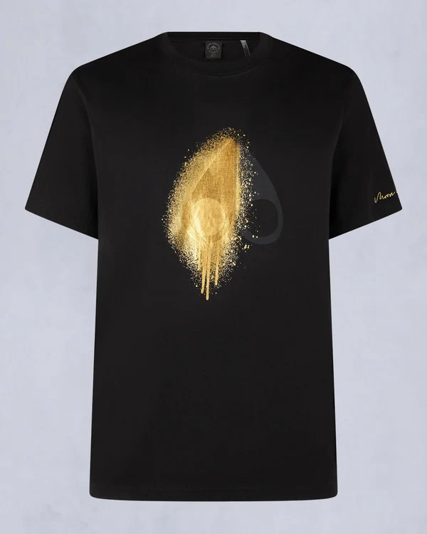 MOOSE KNUCKLES T-SHIRT AUGSTINE TEE GOLD ZWART - GOUD
