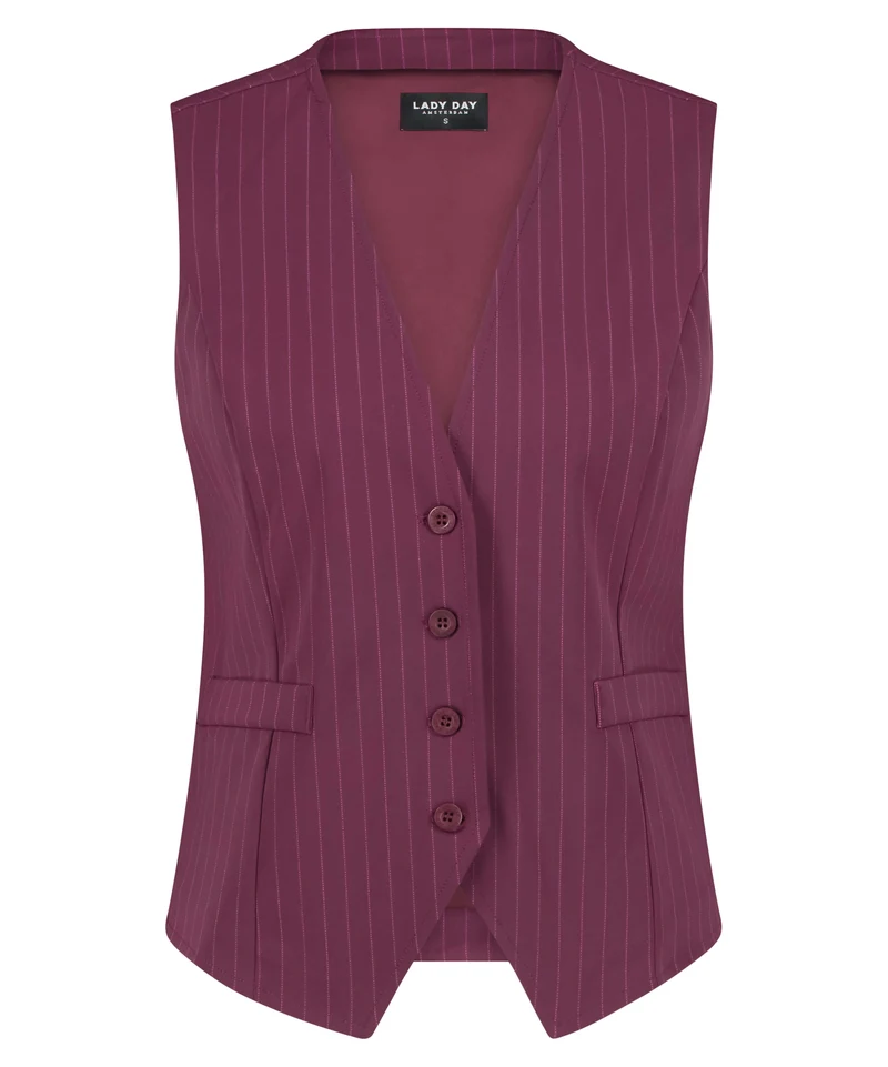 Lady Day Dames Gilet Jade, Cherry Pinstripe