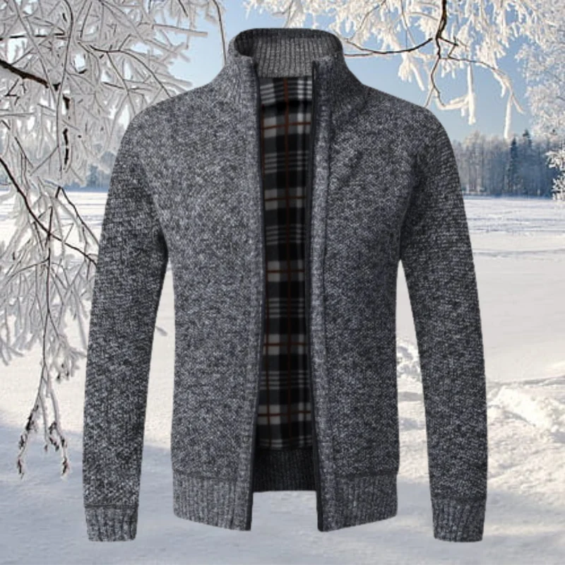 Cardigan Heren Gebreid met Hoge Kraag Ritssluiting en Zachte Stof