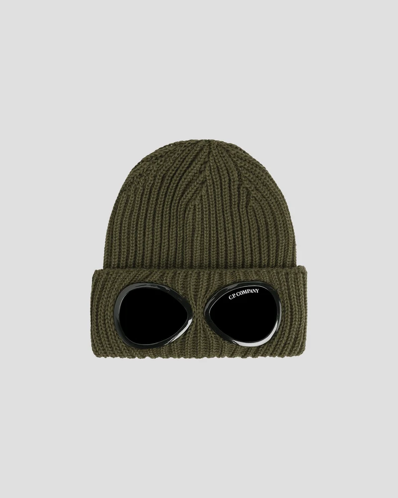 CP COMPANY MUTS MERINO WOOL GOGGLE BEANIE D-GROEN