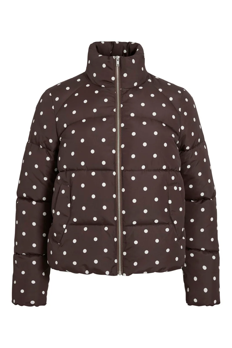 Vila - Vikarla New Printed Puffer Jacket - 5072383 Coffee Bean White Dots