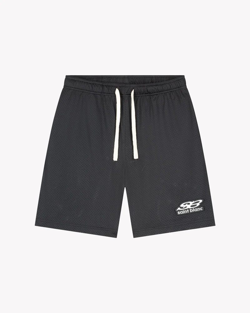 Saint Blanc SHORT OBLIQUE LOGO MESH SHORT ZWART