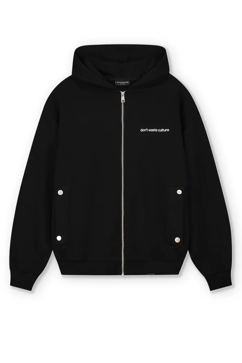 DONT WASTE CULTURE SWEATER ALE ZIPPED HOODIE ZWART