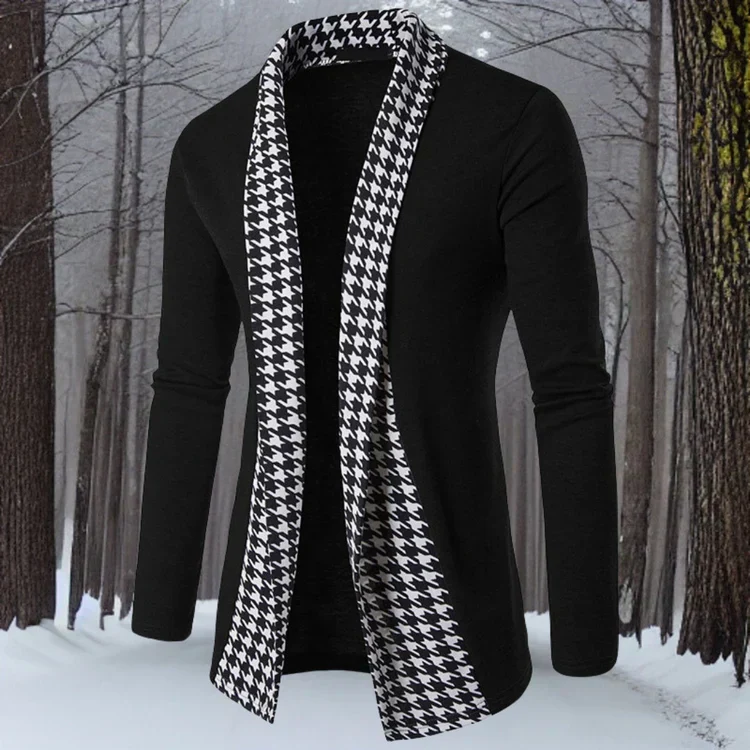 Cardigan Heren met Opening aan de Voorkant en Warme Materialen