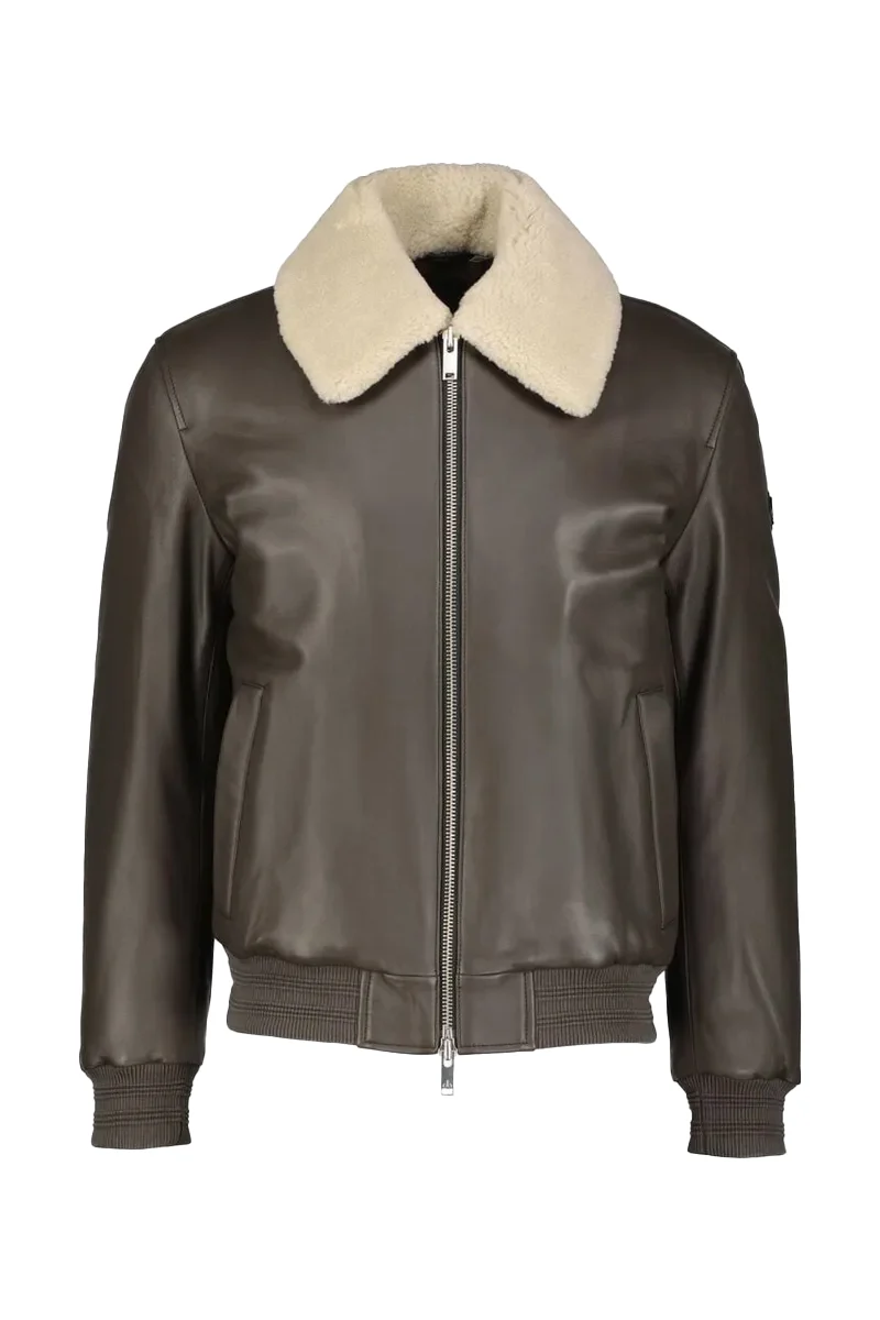 MOOSE KNUCKLES JAS TOBA BOMBER LEATHER BRUIN