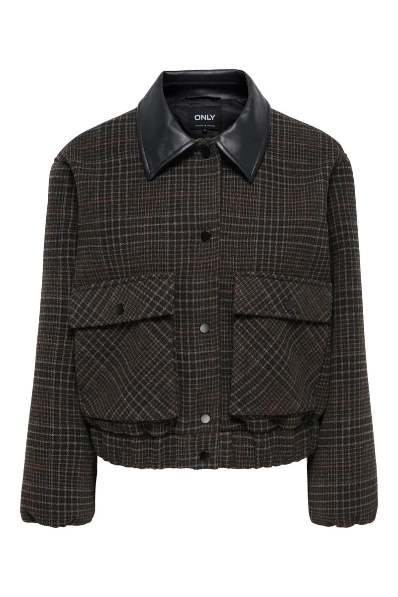 Only - Onlmika Check Bomber Jacket - 5106820 Black Coffee Check