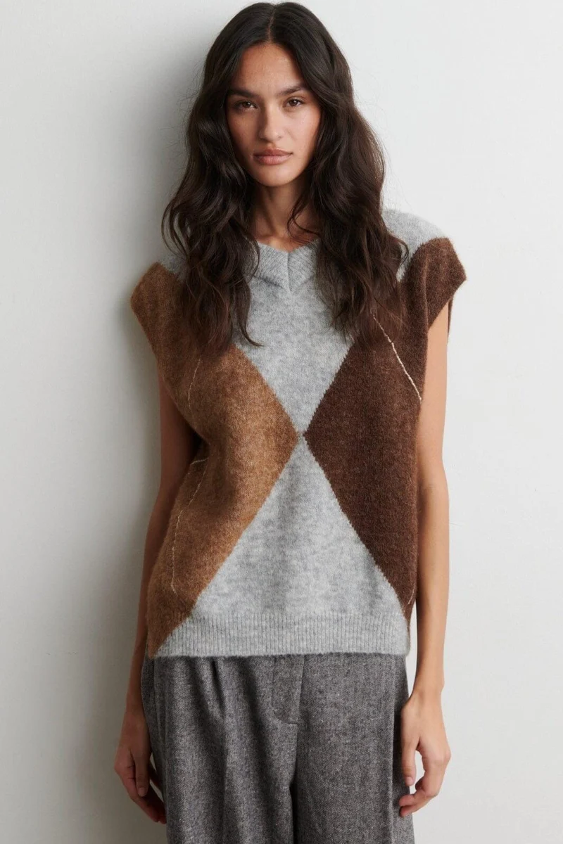 Second Female - Forca Knit Vest 61048 - 7001 Light Grey Melange