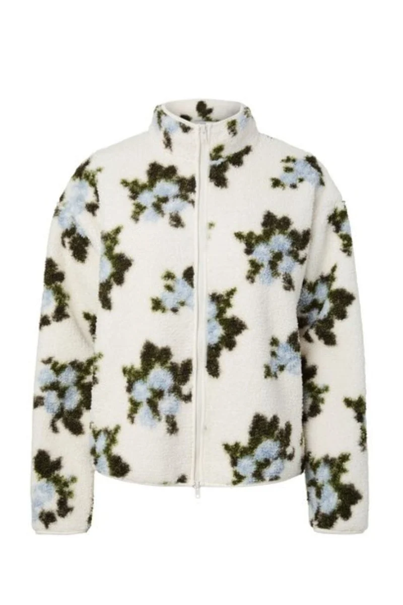 Pieces - Pcautumn Teddy Jacket - 5077094 Cloud Dancer Flower