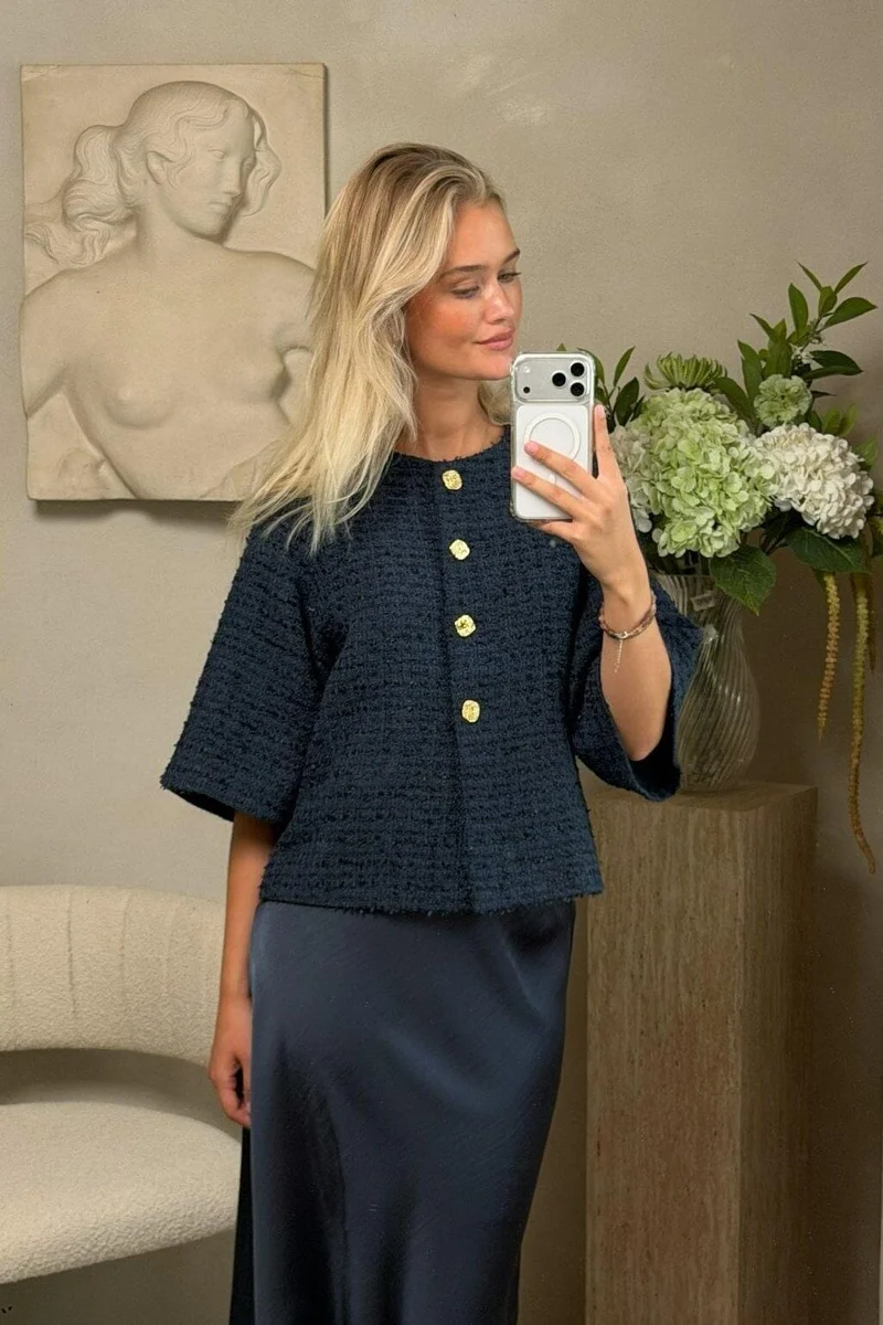 Neo Noir - Rosella Boucle Mini Jacket 166488 - 141 - Navy