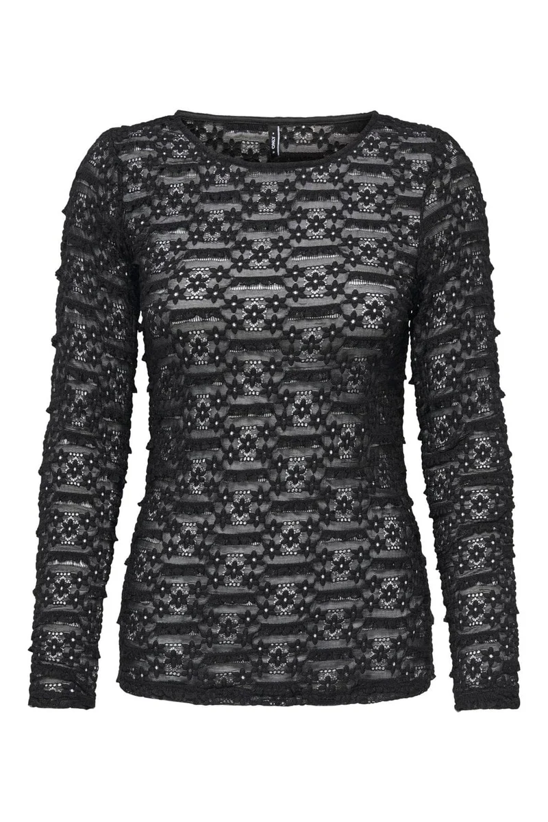 Only - Onlpita L/S Lace Top - 5212132 Black