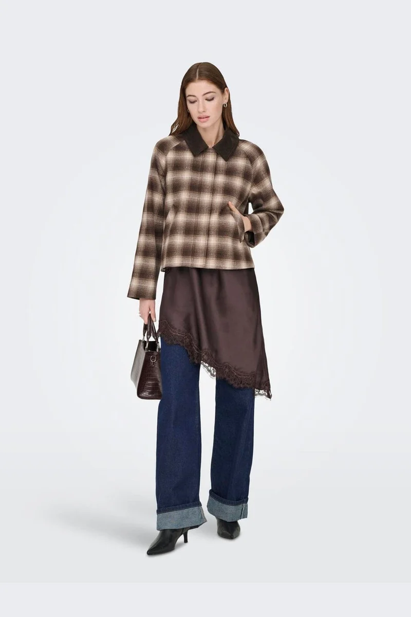 Only - Onlkine Checked Cord Jacket Cc - 5009421 Chocolate Martini