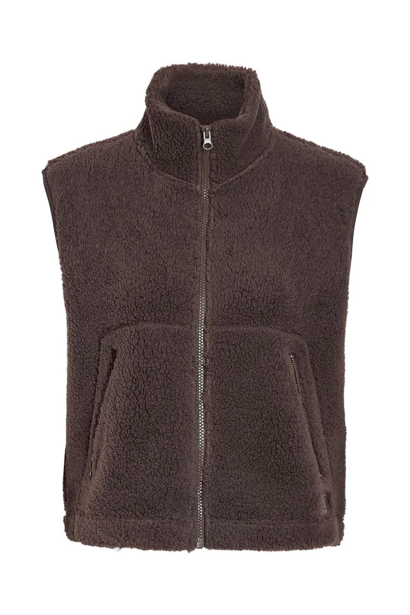 Noisy May - Nmmasey Short Teddy Vest - 5138440 Chocolate Brown
