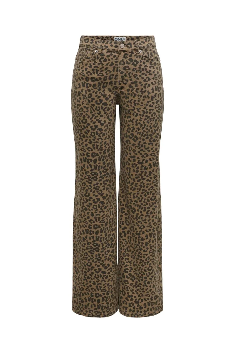 Only - Onlmadison Wide Animal Pant - 5049403 Otter W. Black Leo