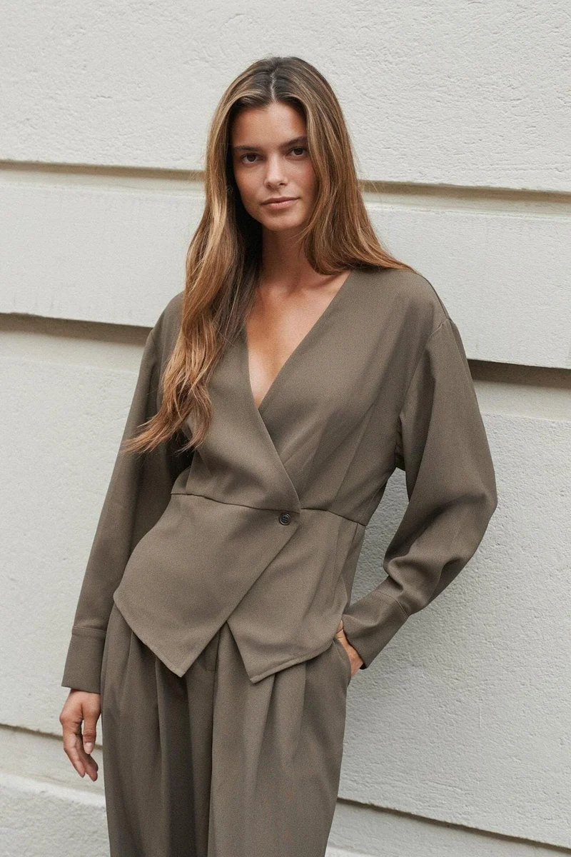 Neo Noir - Reline Crepe Blouse 166171 - 176 - Khaki