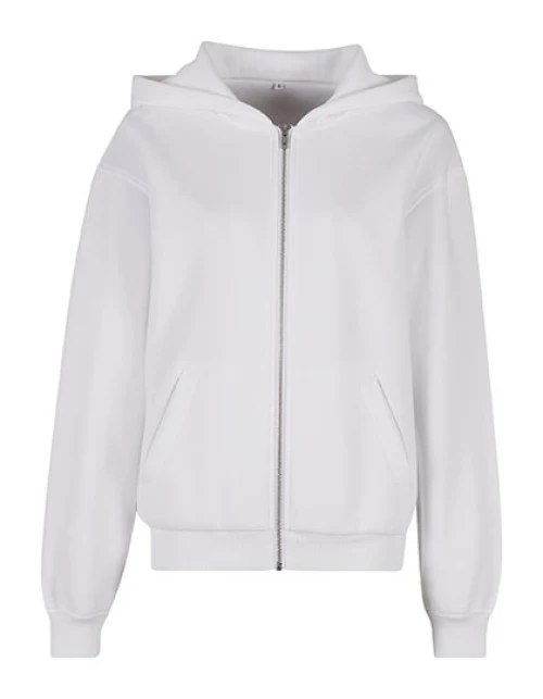 Build Your Brand - Ladies Loose Fit Zip Hoody - White