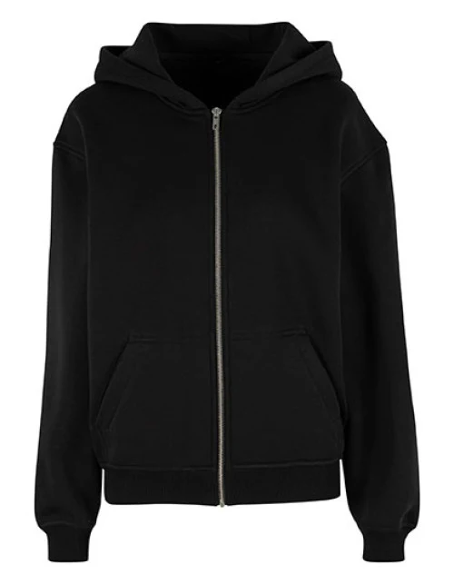 Build Your Brand - Ladies Loose Fit Zip Hoody - Black