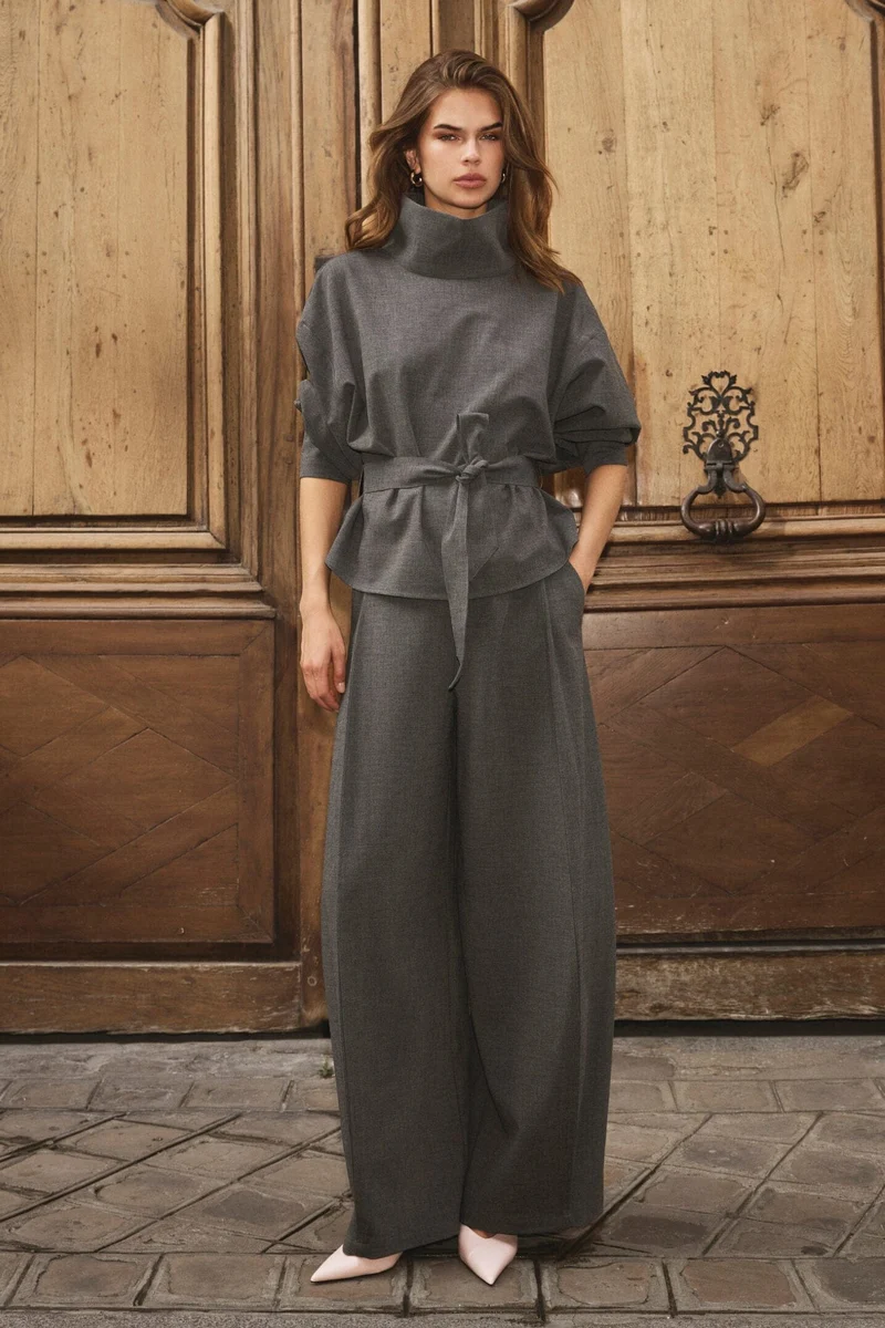 Co´Couture - Priscillacc Funnel Neck Blouse 500822 - 65003 - Mid Grey