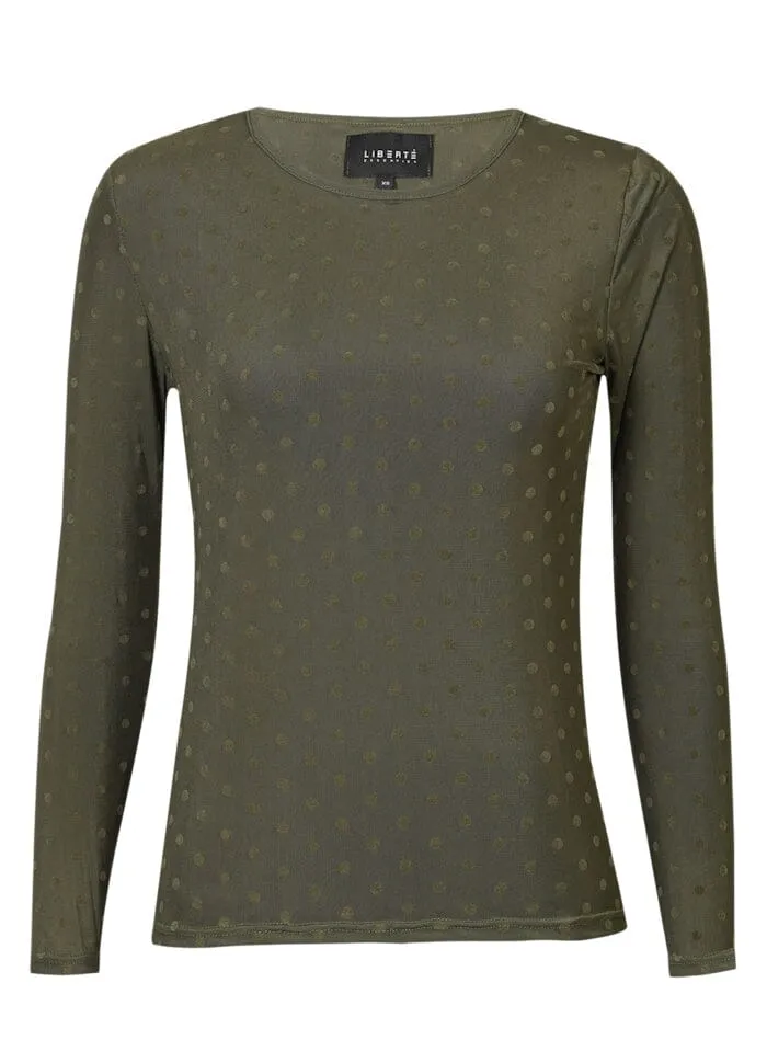 Liberte - Mesh Ls Tshirt, Dot 22069 - Army Medium Dot