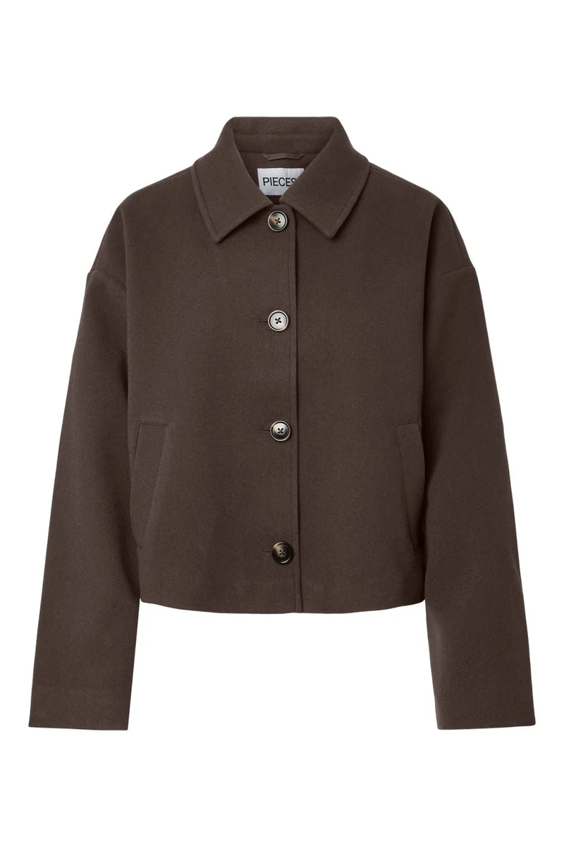 Pieces - Pcaya Short Coat - 5102307 Hot Fudge