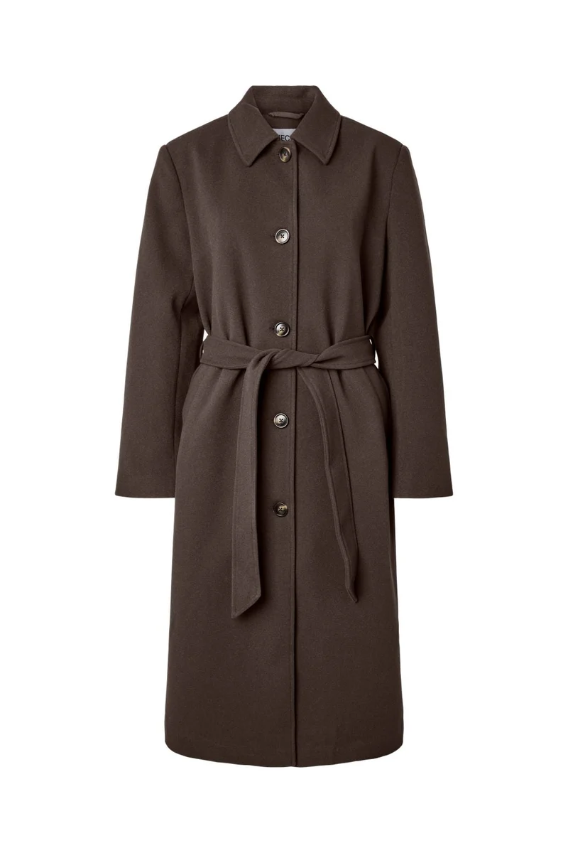 Pieces - Pcaya Long Coat - 5102327 Hot Fudge