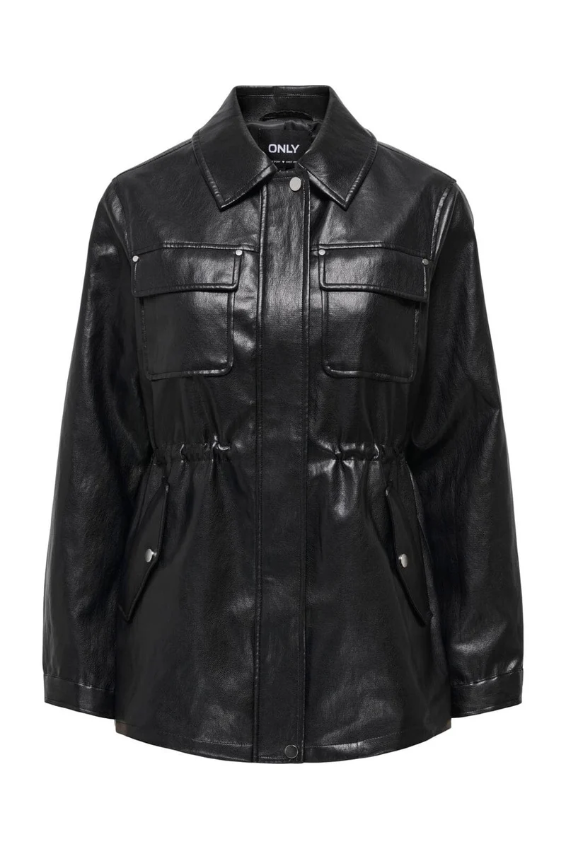 Only - Onlmini Faux Leath String Jacket Cc - 5019104 Black