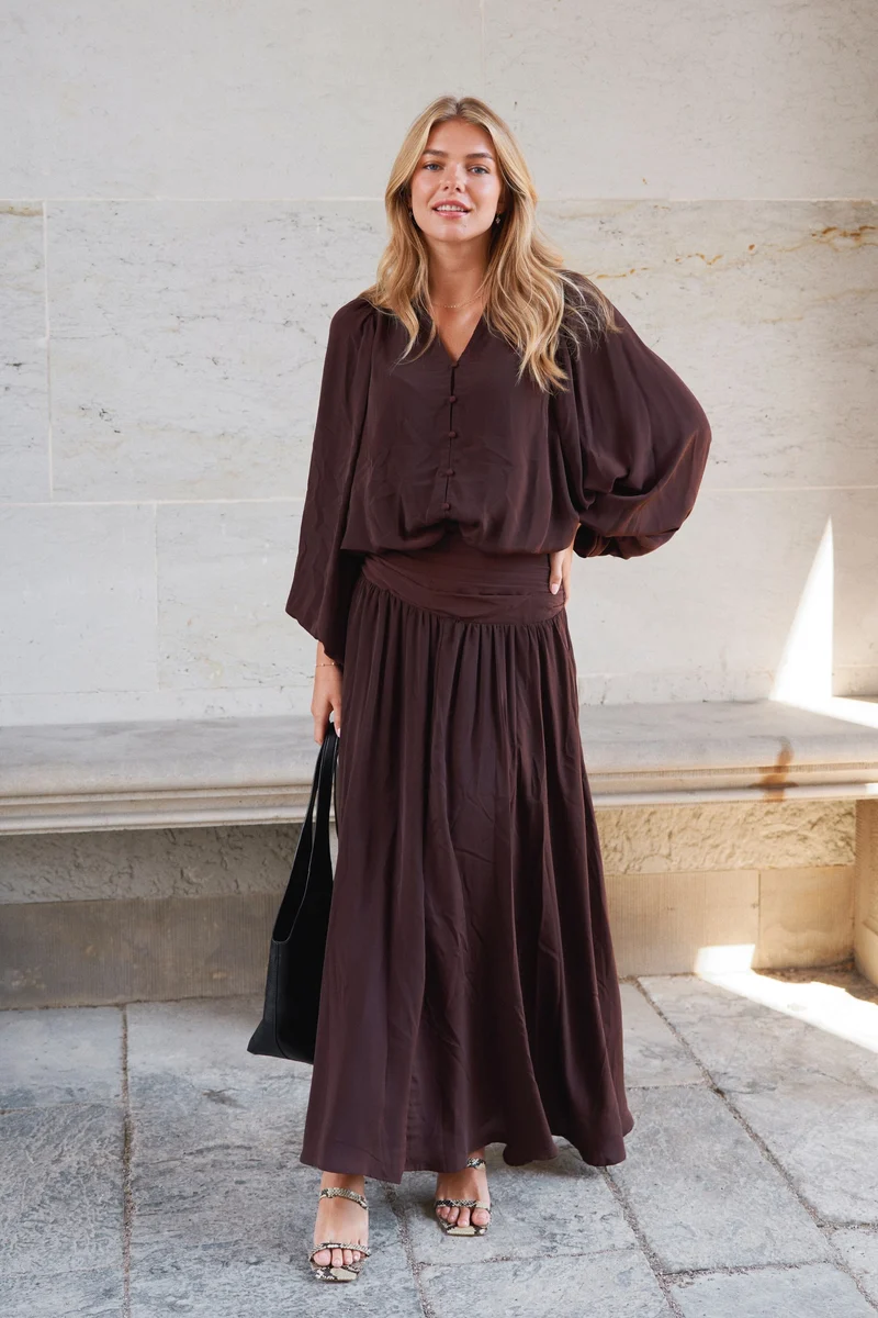 Neo Noir - Vivette Woven Blouse 170489 - 676 - Dark Brown
