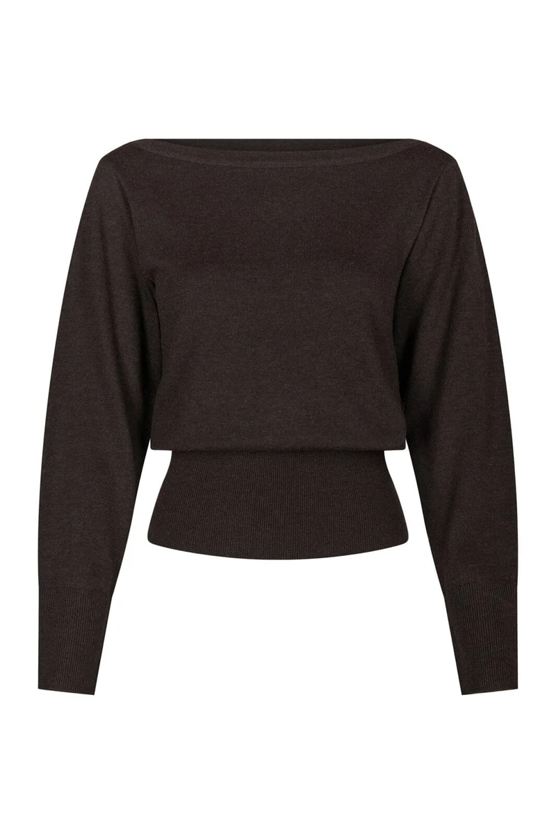 Neo Noir - Jessen Knit Blouse 169621 - 205 - Brown Melange