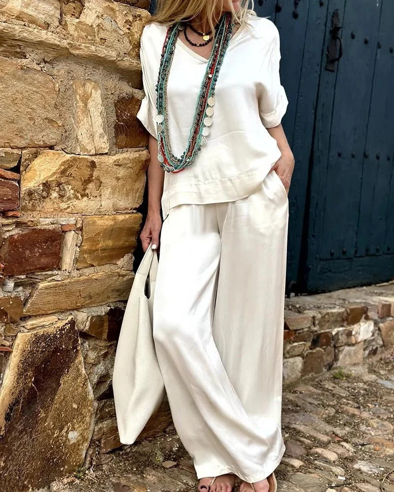 Elegante set met blouse en broek