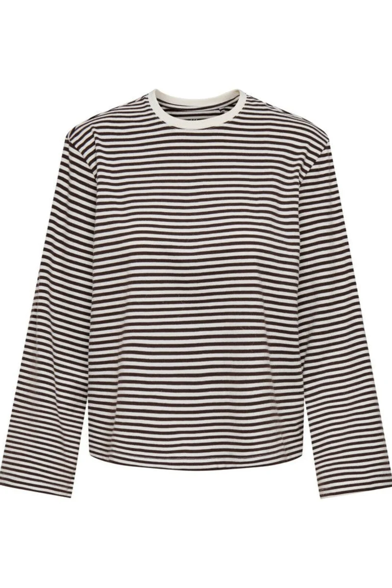 Only - Onlfreja Stripe L/S Wide Sleeve - 5082168 Coffee Bean Cloud Dancer (Mel)