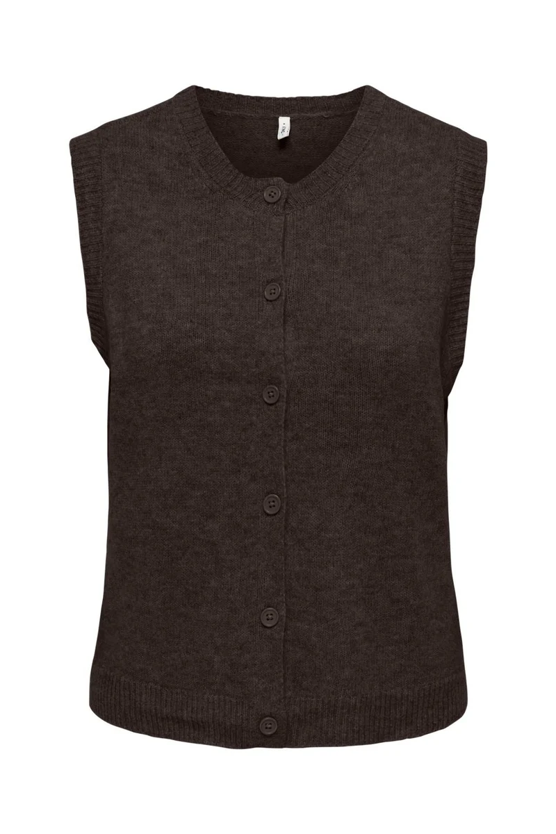 Only - Onlolivia Sl Button Vest Cc Knt - 5101157 Mole Melange/Dtm Button