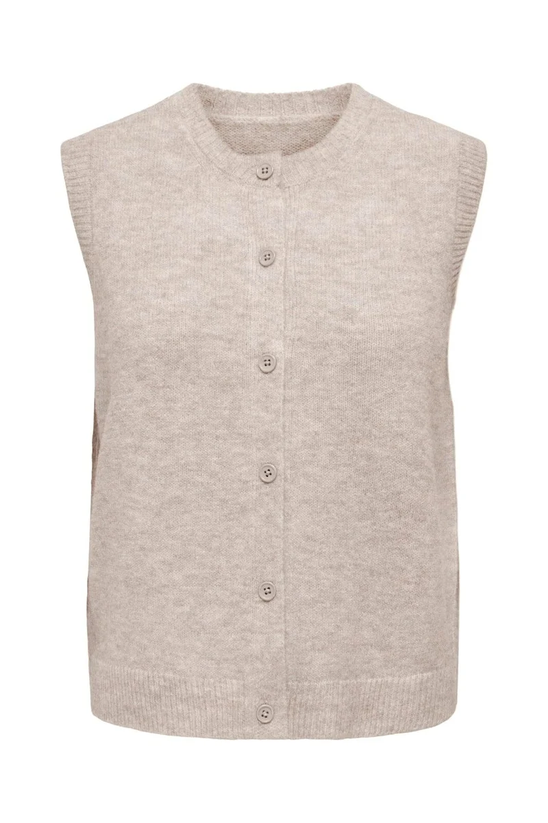 Only - Onlolivia Sl Button Vest Cc Knt - 5101156 Humus Melange/Dtm Button