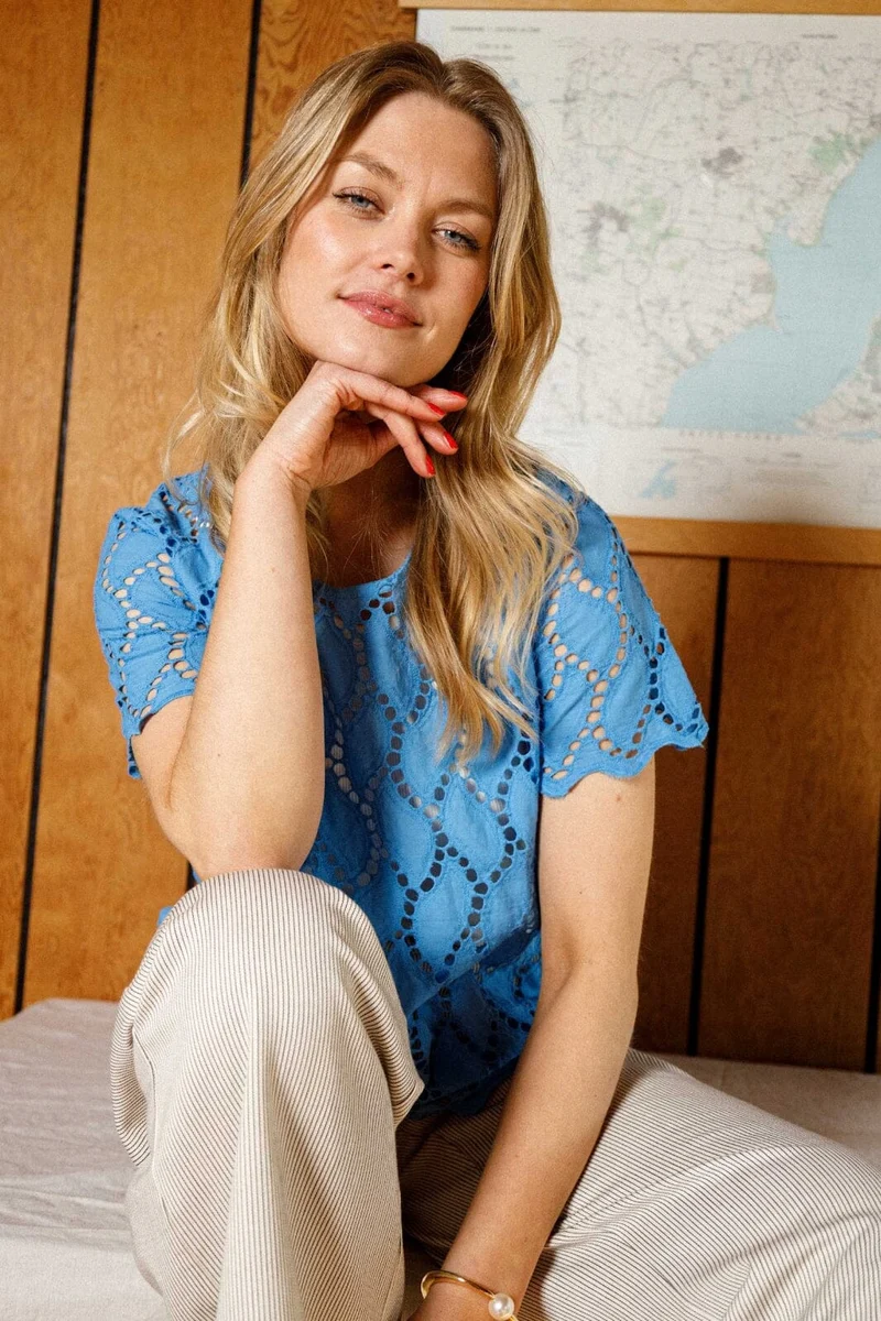 Black Colour - Bcfreya Ss Tee Blouse 40864 - Ocean Blue