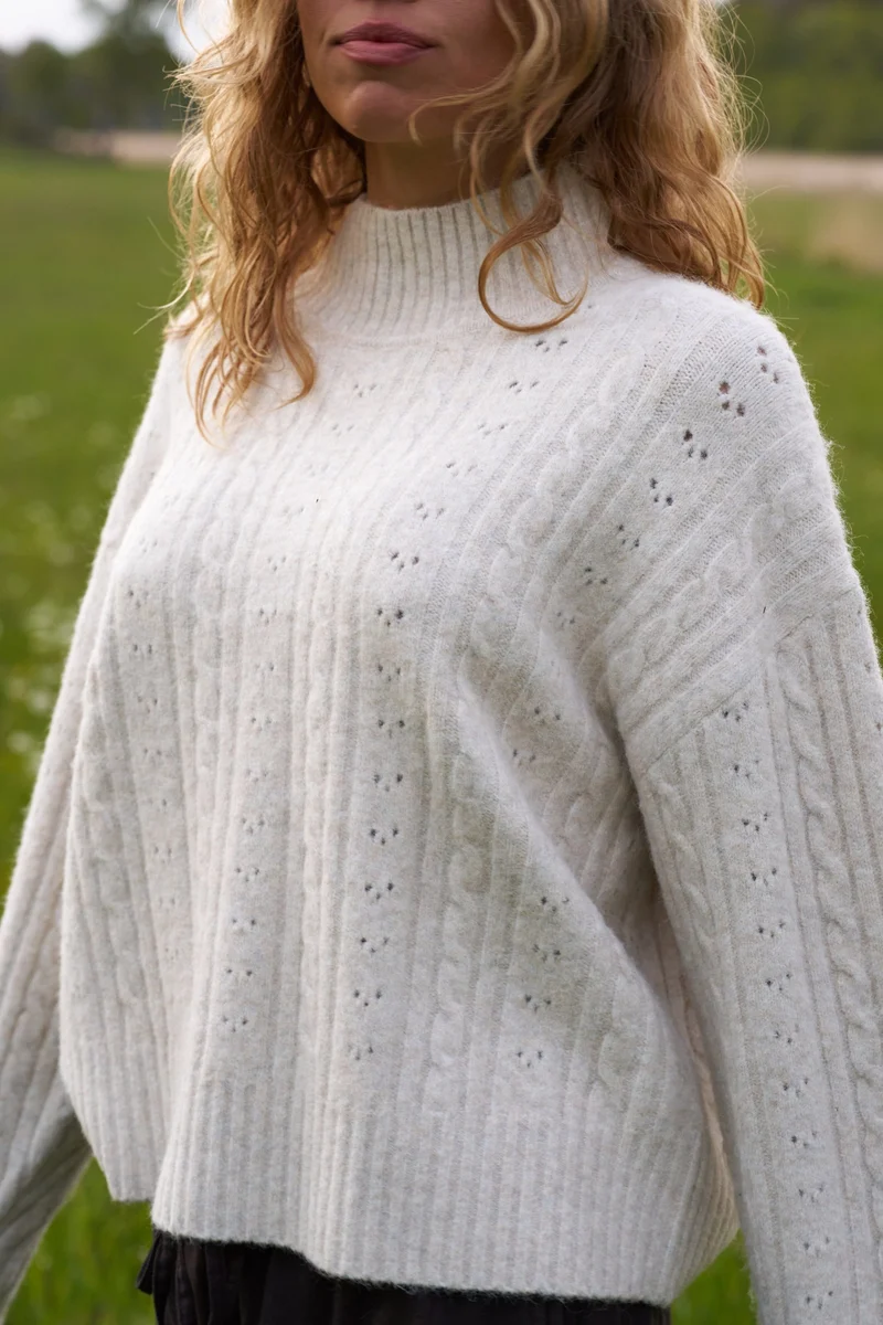 Neo Noir - Anda Cable Knit Blouse 168520 - 124 - Ivory