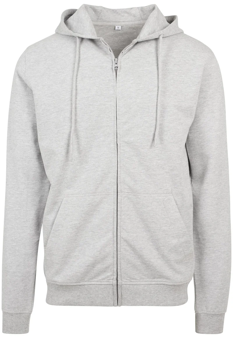 Build Your Brand - Terry Hoodie met Rits - Heather Grey