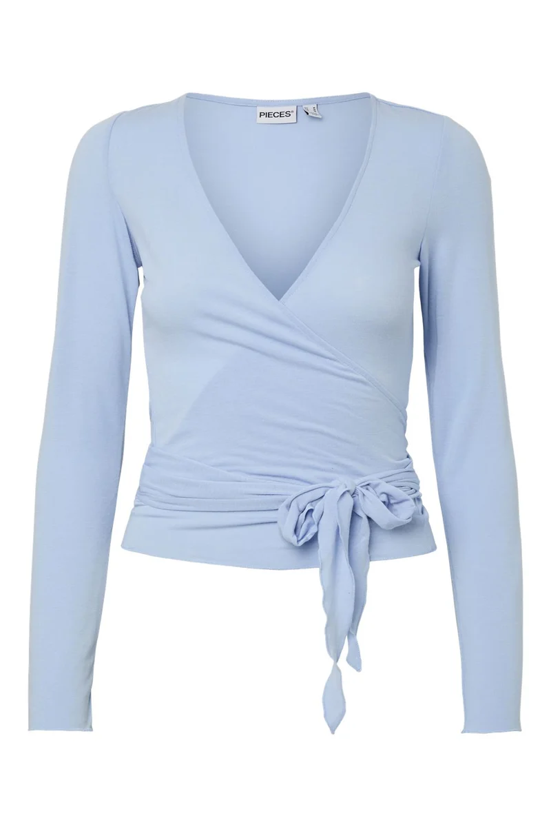 Pieces - Pcroya Ballerina Ls Wrap Top - 5091949 Brunnera Blue