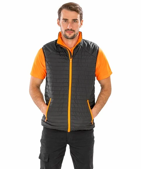 Result Genuine Recycled - Recycled Thermoquilt Bodywarmer - Black/Orange
