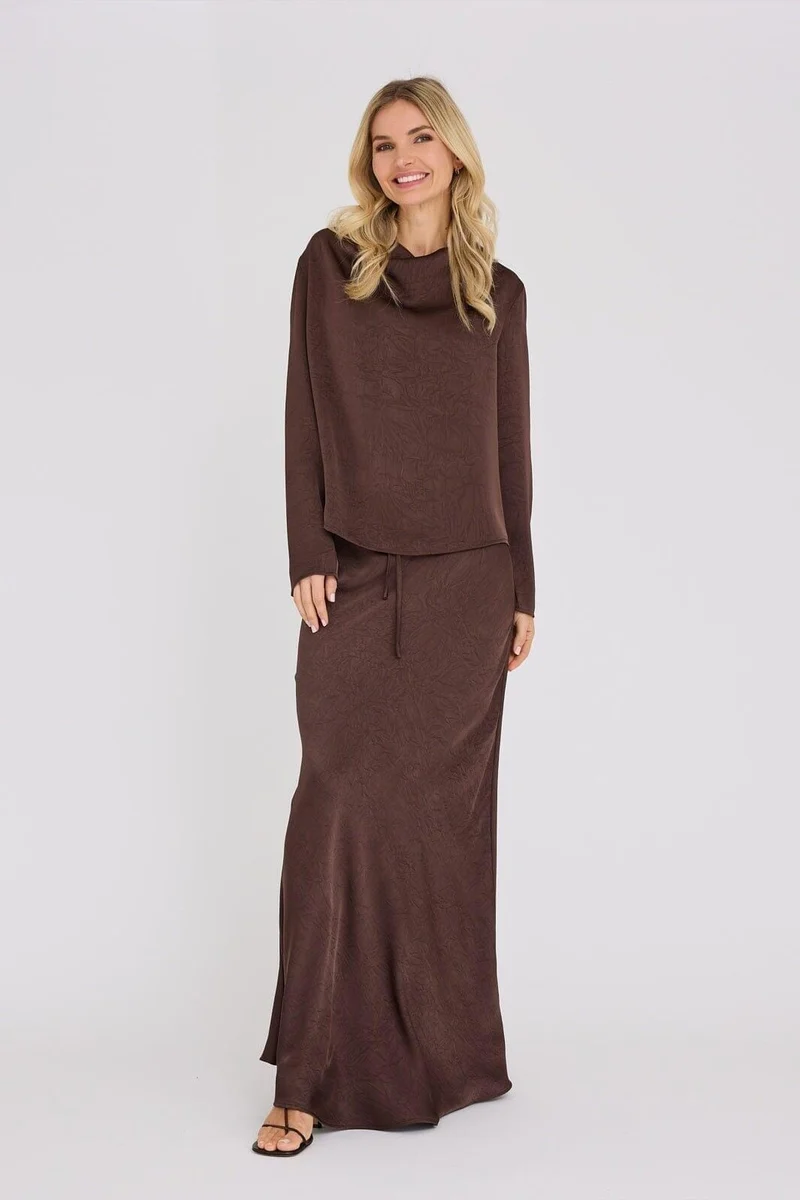A-View - Sinda Drape Blouse AV8253 - 194 - Dark Brown