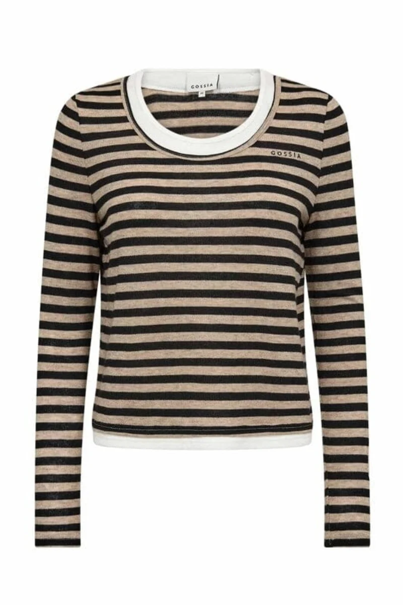 Gossia - Elmago Blouse G3119 - Sand Black Stripes