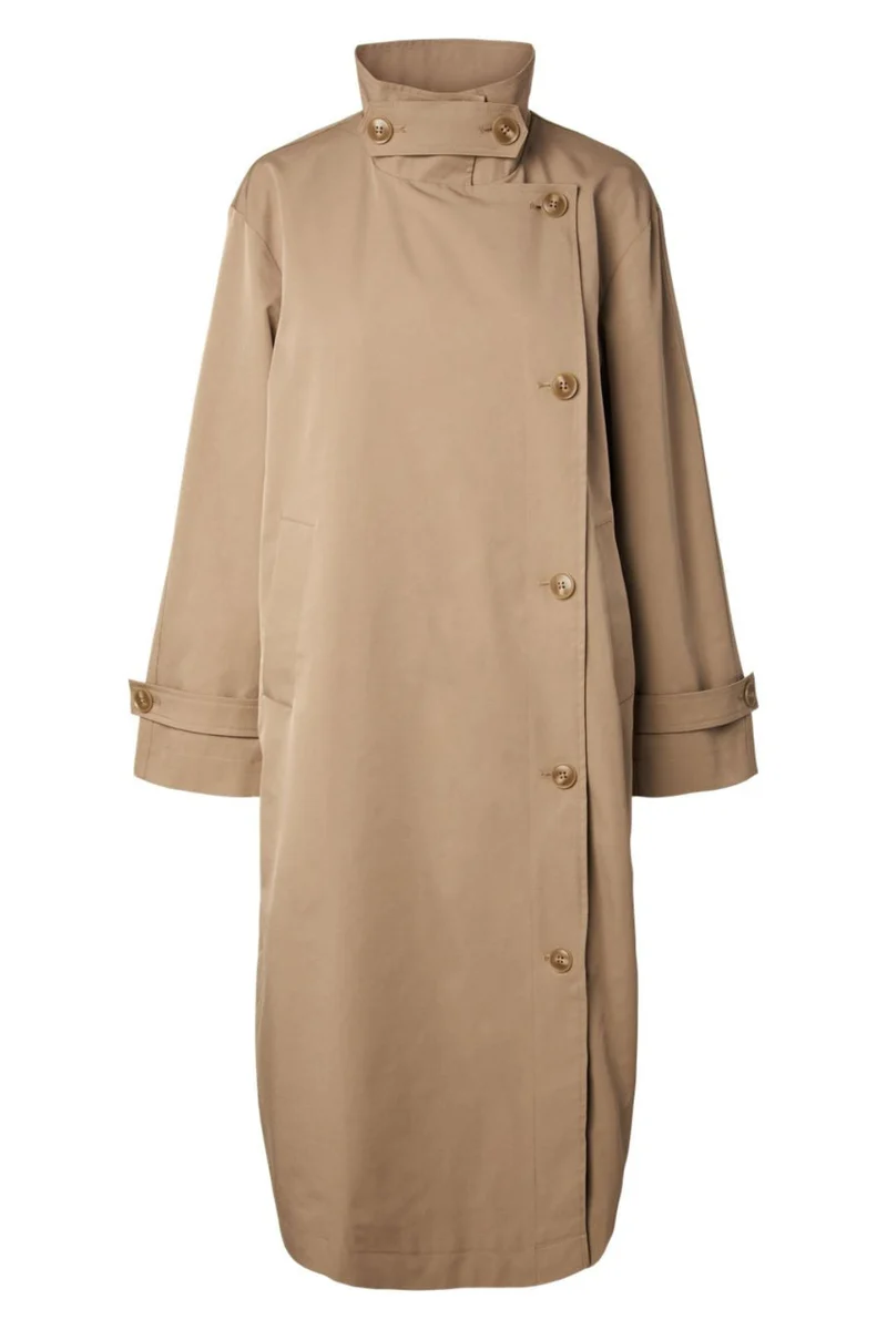 Pieces - Pcjorma High Neck Long Jacket - 5190901 Greige