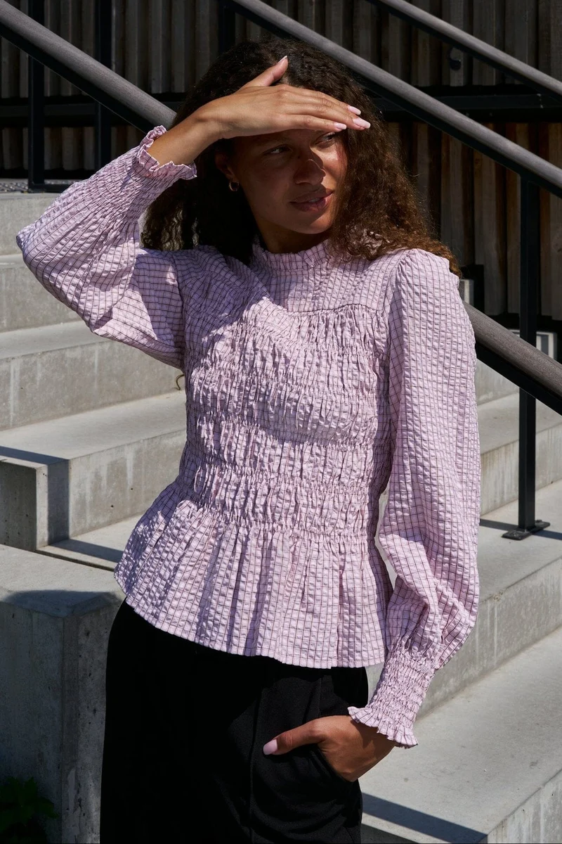 Neo Noir - Possa Mini Check Blouse 168885 - 754 - Light Pink